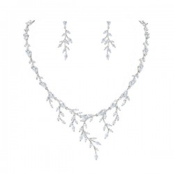 Wholesale Zircon Bridal Leaf Necklace And Earrings Wedding Set